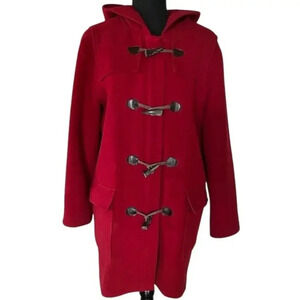 Eddie Bauer Women's Red Toggle Wool Coat, Size Petite Medium